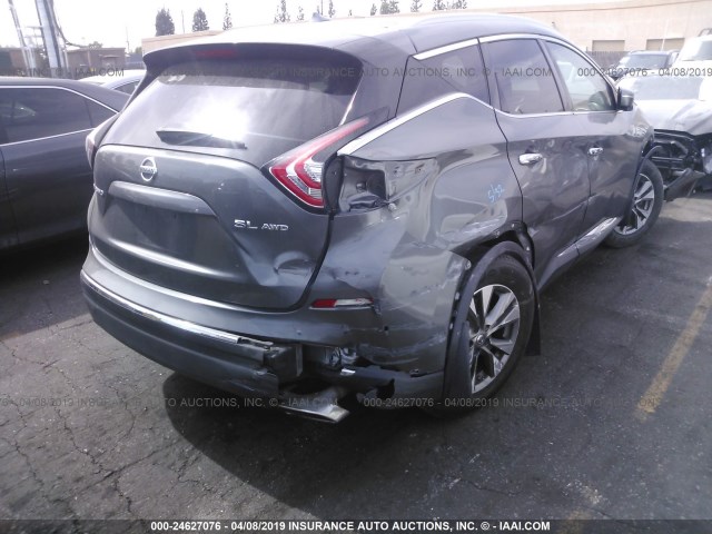 5N1AZ2MH4FN234056 - 2015 NISSAN MURANO S/SL/SV/PLATINUM GRAY photo 4