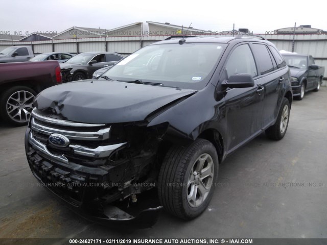 2FMDK3JC0EBB67045 - 2014 FORD EDGE SEL BLACK photo 2