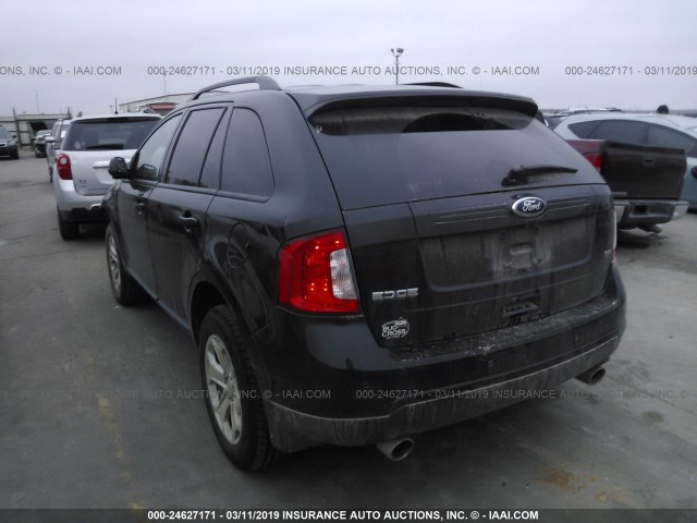 2FMDK3JC0EBB67045 - 2014 FORD EDGE SEL BLACK photo 3