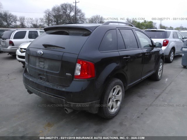 2FMDK3JC0EBB67045 - 2014 FORD EDGE SEL BLACK photo 4