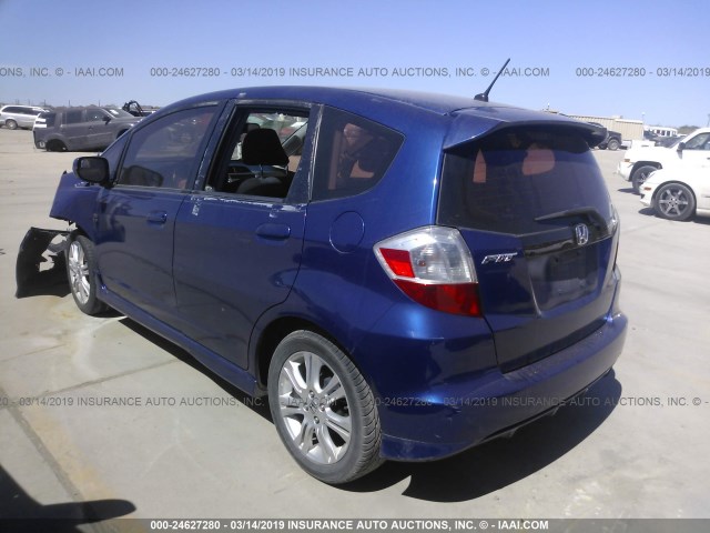 JHMGE88499S021354 - 2009 HONDA FIT SPORT BLUE photo 3