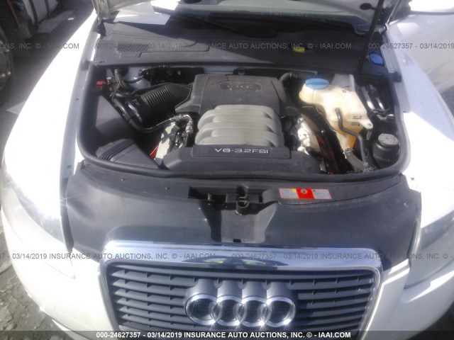 WAUDH74FX6N135836 - 2006 AUDI A6 3.2 QUATTRO WHITE photo 10