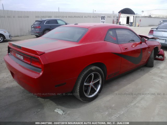 2B3CJ4DV9AH265375 - 2010 DODGE CHALLENGER SE RED photo 4