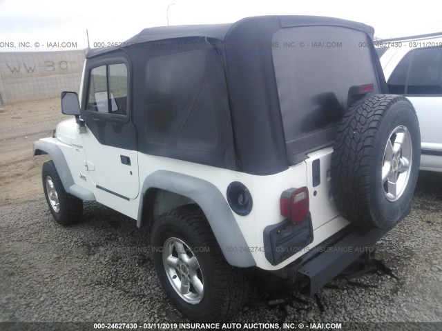 1J4FY19SXVP516646 - 1997 JEEP WRANGLER / TJ SPORT WHITE photo 3