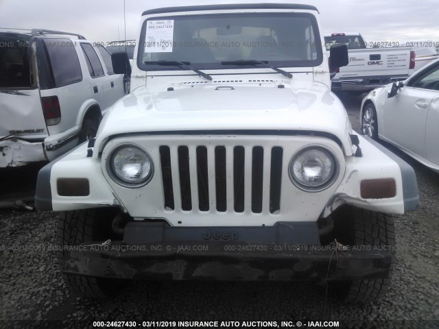 1J4FY19SXVP516646 - 1997 JEEP WRANGLER / TJ SPORT WHITE photo 6