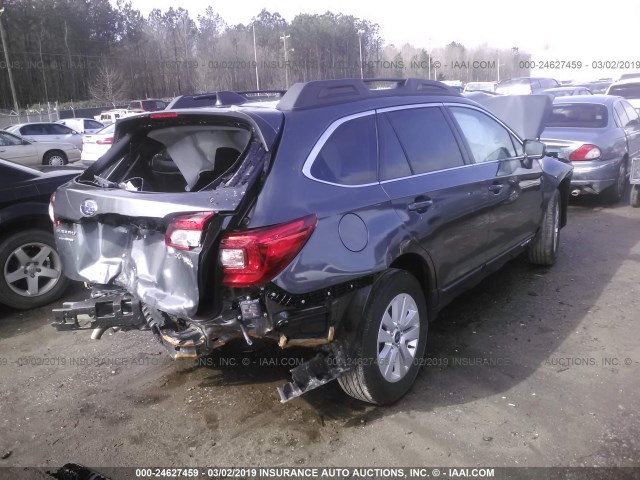 4S4BSAFC1J3333619 - 2018 SUBARU OUTBACK 2.5I PREMIUM GRAY photo 4