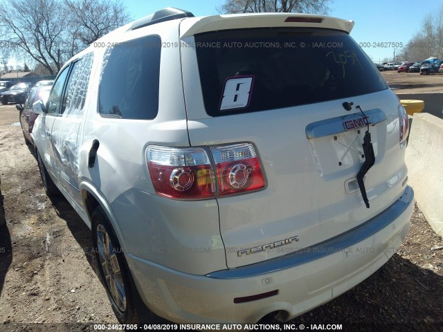 1GKKVTED2CJ230116 - 2012 GMC ACADIA DENALI WHITE photo 3