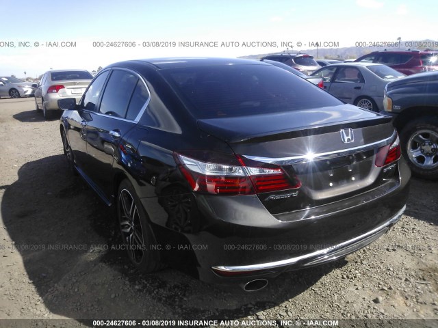 1HGCR2F56GA187543 - 2016 HONDA ACCORD SPORT Dark Brown photo 3