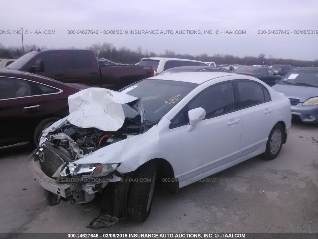 JHMFA36289S004783 - 2009 HONDA CIVIC HYBRID WHITE photo 2