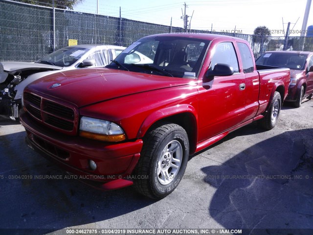 1D7GL32K64S621961 - 2004 DODGE DAKOTA SPORT RED photo 2