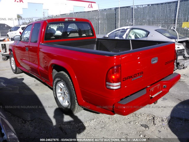 1D7GL32K64S621961 - 2004 DODGE DAKOTA SPORT RED photo 3