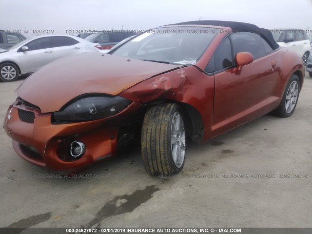 4A3AL35T27E010586 - 2007 MITSUBISHI ECLIPSE SPYDER GT ORANGE photo 2