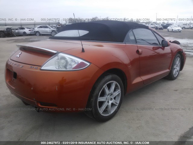 4A3AL35T27E010586 - 2007 MITSUBISHI ECLIPSE SPYDER GT ORANGE photo 4