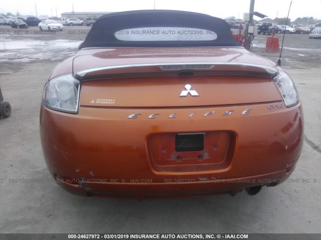 4A3AL35T27E010586 - 2007 MITSUBISHI ECLIPSE SPYDER GT ORANGE photo 6