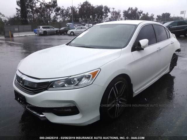 1HGCR2F54HA068293 - 2017 HONDA ACCORD SPORT WHITE photo 2