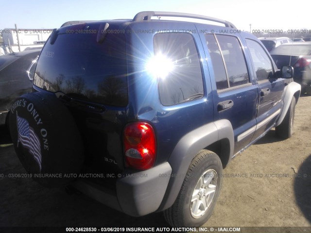 1J4GL48K73W574089 - 2003 JEEP LIBERTY SPORT/FREEDOM BLUE photo 4