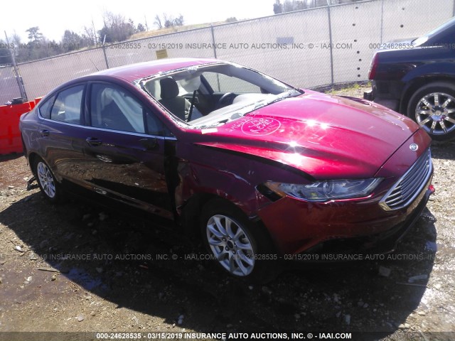 3FA6P0G79HR339575 - 2017 FORD FUSION S RED photo 1