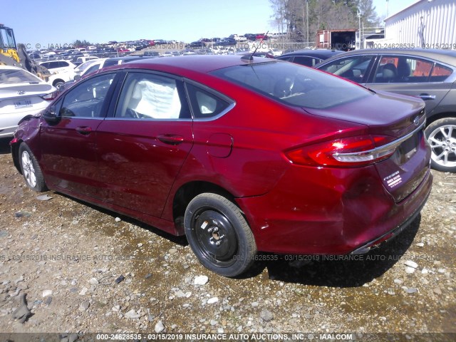 3FA6P0G79HR339575 - 2017 FORD FUSION S RED photo 3