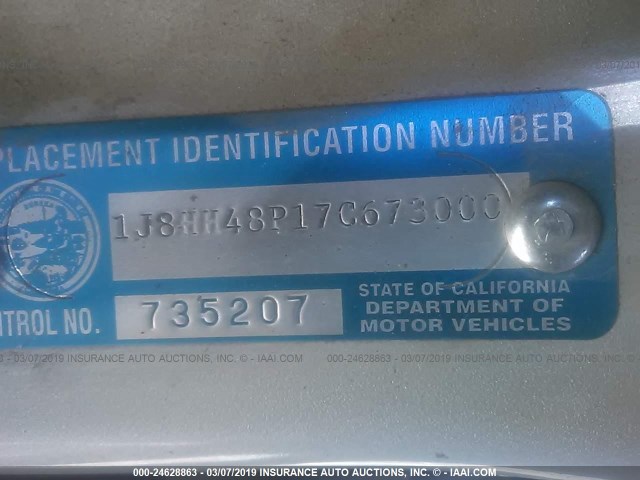 1J8HH48P17C673000 - 2007 JEEP COMMANDER SILVER photo 9