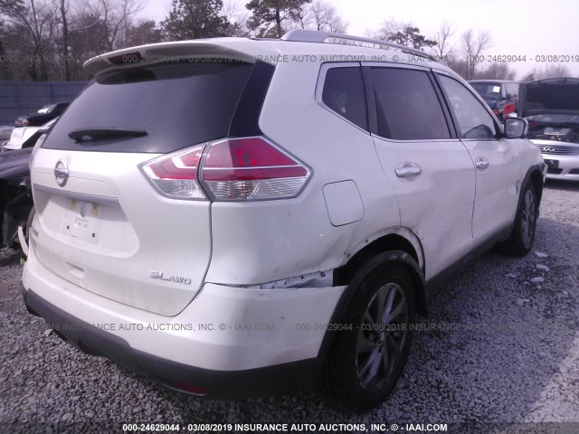 KNMAT2MV0GP687575 - 2016 NISSAN ROGUE S/SL/SV WHITE photo 4