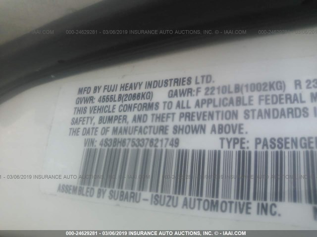 4S3BH675337621749 - 2003 SUBARU LEGACY OUTBACK AWP 奶油色 照片 9