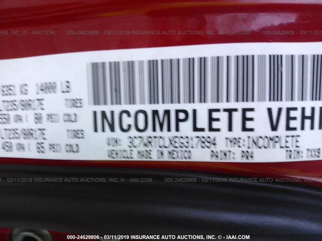 3C7WRTCLXEG317894 - 2014 RAM 3500 RED photo 9