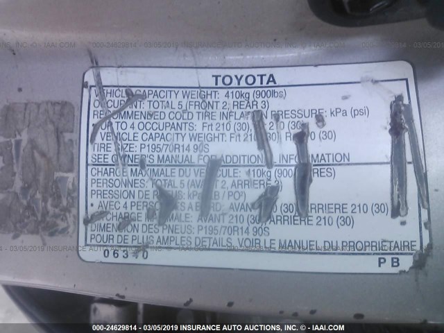 4T1BG22K4VU163471 - 1997 TOYOTA CAMRY CE/LE/XLE BROWN photo 9