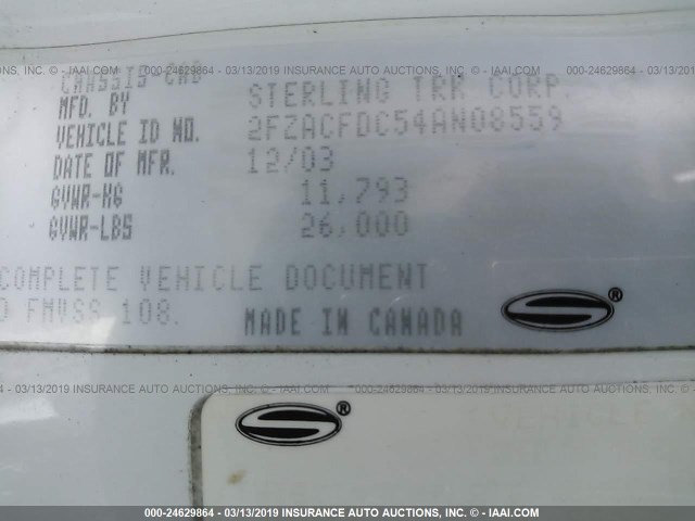 2FZACFDC54AN08559 - 2004 STERLING TRUCK ACTERRA Unknown photo 9