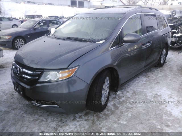 5FNRL5H63EB034835 - 2014 HONDA ODYSSEY EXL GRAY photo 2