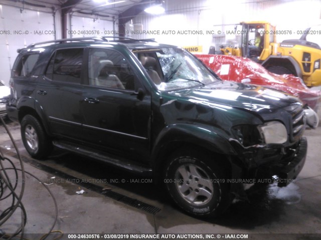 5TDBT48A81S017387 - 2001 TOYOTA SEQUOIA LIMITED GREEN photo 1