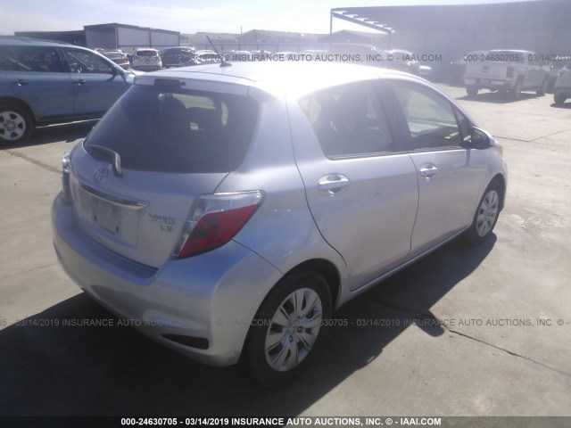 JTDKTUD39DD542921 - 2013 TOYOTA YARIS SILVER photo 4