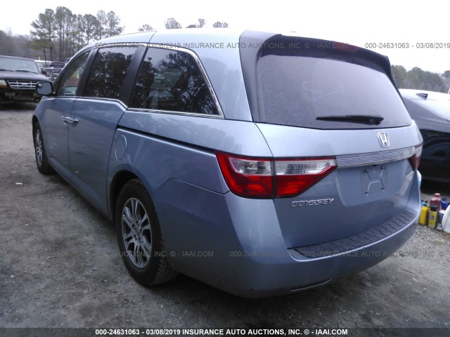 5FNRL5H63BB033406 - 2011 HONDA ODYSSEY EXL BLUE photo 3