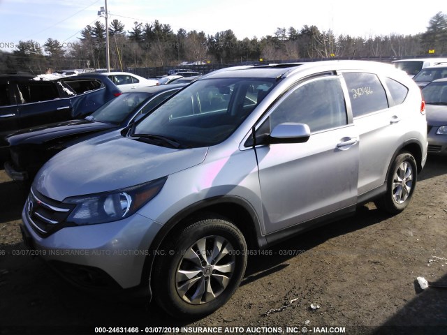 5J6RM4H78EL055512 - 2014 HONDA CR-V EXL SILVER photo 2