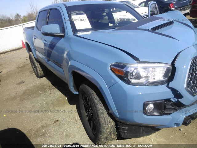 5TFCZ5AN2KX178237 - 2019 TOYOTA TACOMA DOUBLE CAB/SR/SR5/TRD SPO BLUE photo 1