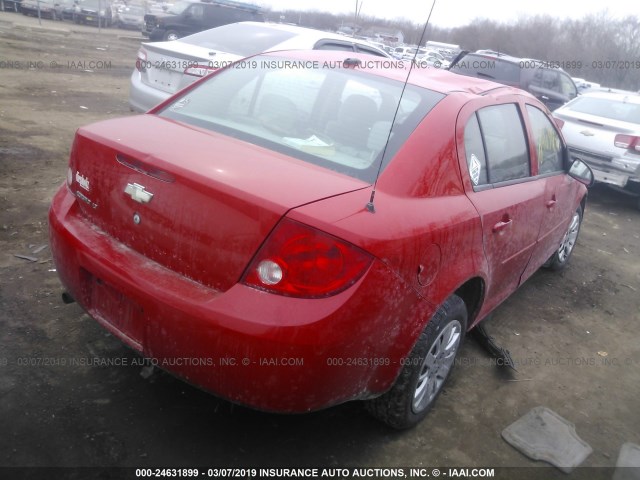 1G1AT58H197121703 - 2009 CHEVROLET COBALT LT RED photo 4