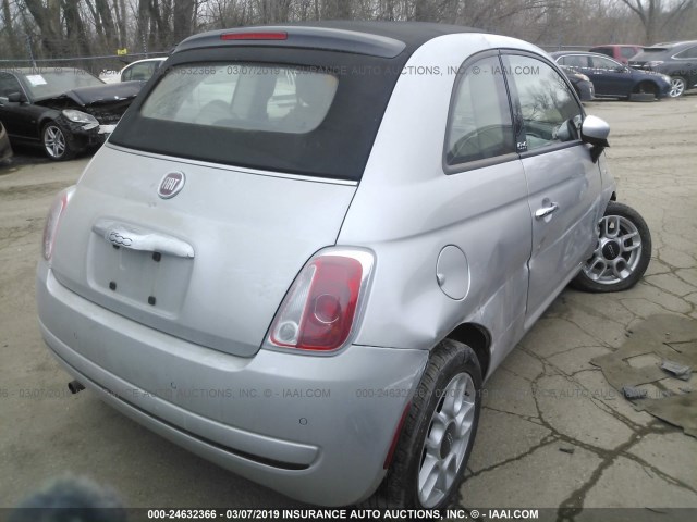 3C3CFFDR6CT122963 - 2012 FIAT 500 POP SILVER photo 4