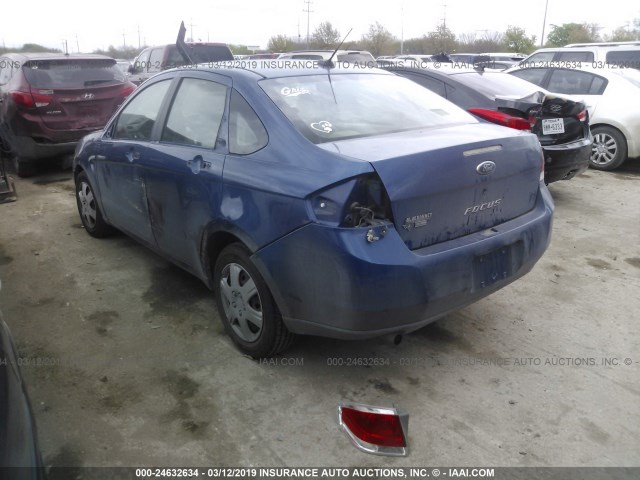 1FAHP34NX8W282944 - 2008 FORD FOCUS S/SE BLUE photo 3