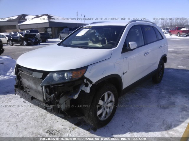 5XYKT3A14BG125699 - 2011 KIA SORENTO LX WHITE photo 2