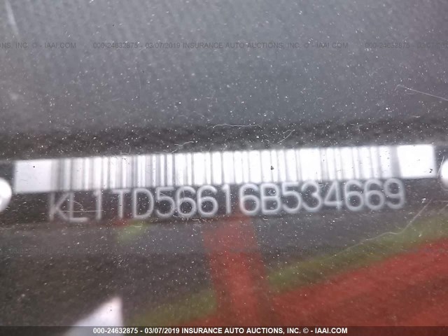 KL1TD56616B534669 - 2006 CHEVROLET AVEO LS WHITE photo 9