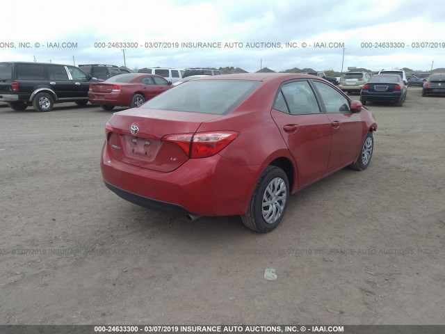 5YFBURHEXHP646374 - 2017 TOYOTA COROLLA L/LE/XLE/SE/XSE RED photo 4