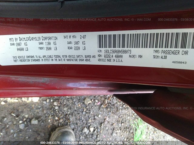 1B3LC56R68N588073 - 2008 DODGE AVENGER SXT RED photo 9