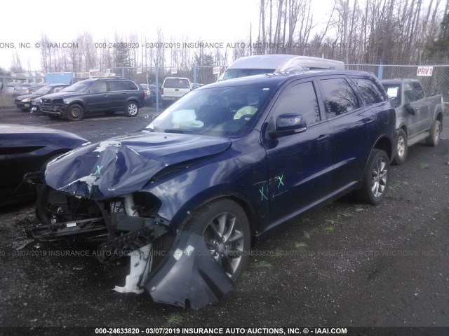 1C4RDJDG6FC114827 - 2015 DODGE DURANGO LIMITED BLUE photo 2