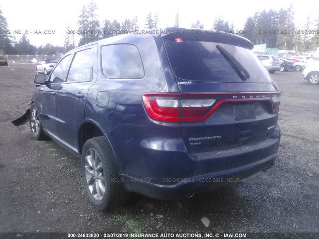 1C4RDJDG6FC114827 - 2015 DODGE DURANGO LIMITED BLUE photo 3