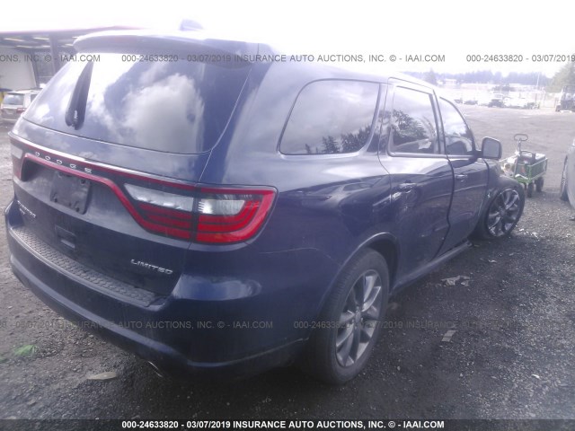 1C4RDJDG6FC114827 - 2015 DODGE DURANGO LIMITED BLUE photo 4