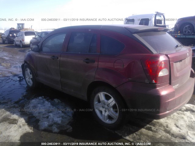 1B3HB48B67D143727 - 2007 DODGE CALIBER SXT RED photo 3