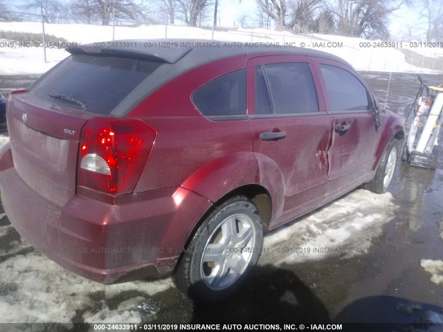 1B3HB48B67D143727 - 2007 DODGE CALIBER SXT RED photo 4