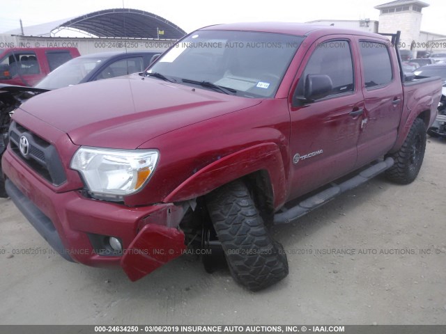 5TFLU4EN6FX144911 - 2015 TOYOTA TACOMA DOUBLE CAB/TRD PRO RED photo 2