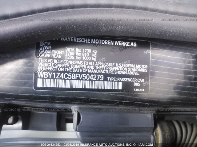 WBY1Z4C58FV504279 - 2015 BMW I3 REX Ağ foto 9