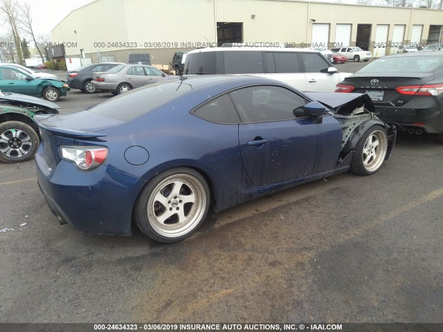 JF1ZNAA14E9701803 - 2014 TOYOTA SCION FR-S BLUE photo 4