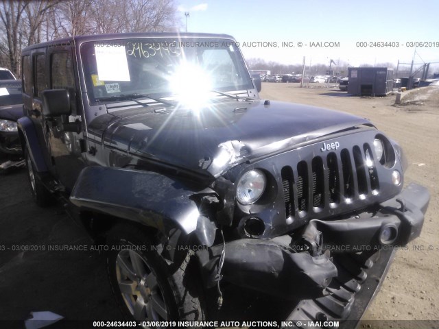 1C4BJWEG5EL297349 - 2014 JEEP WRANGLER UNLIMITE SAHARA GRAY photo 1